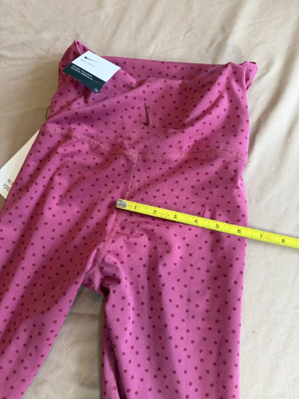 Nike Yoga Dri-FIT High Rise 7/8 Polka Dot Leggings Women's XS Pink NWT